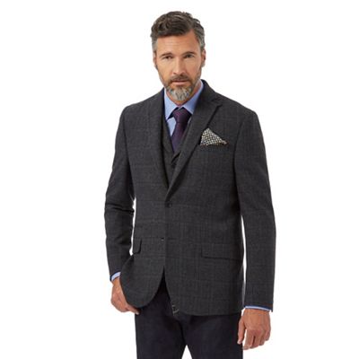 Hammond & Co. by Patrick Grant Big and tall grey wool blend checked blazer